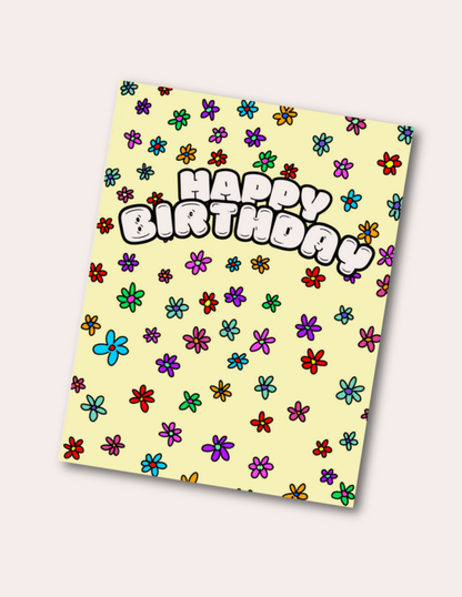 Flower Power HBD- Postcard