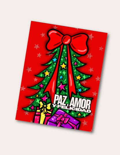 Paz, Amor y Felicidad Arbol - Postcard